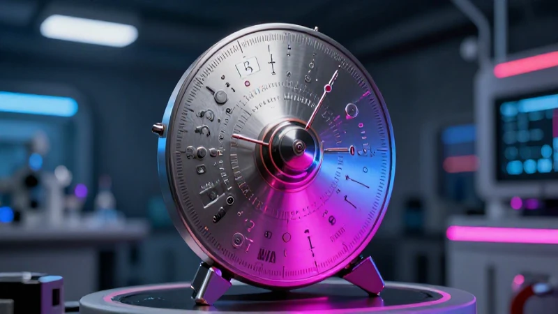 Reloj atómico de mercurio, arte futurista vibrante