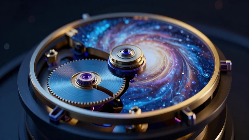 Reloj intrincado con galaxias, hiperrealista e impactante