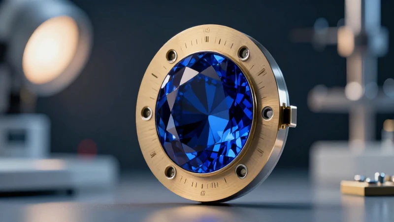 Cristal azul y dorado en primer plano
