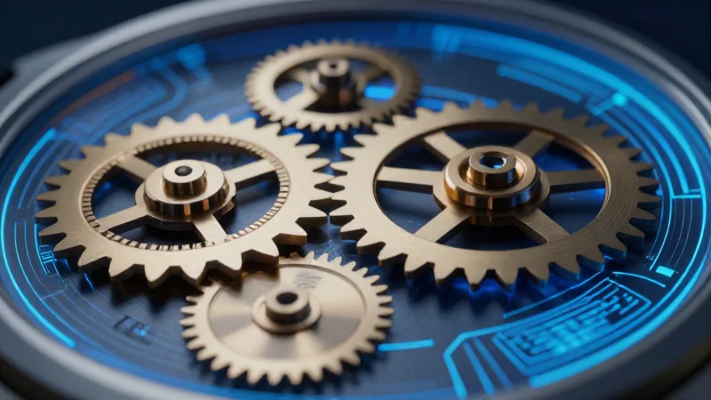 Reloj futurista, hiperrealista y vibrante