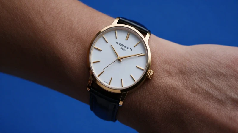 Reloj elegante con detalles dorados y contraste azulado