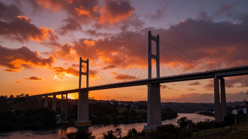 Inauguran puente en Río Sabinas, Coahuila, con Fondo Minero 4 Puente sabinense con espectacular atardecer cinematográfico