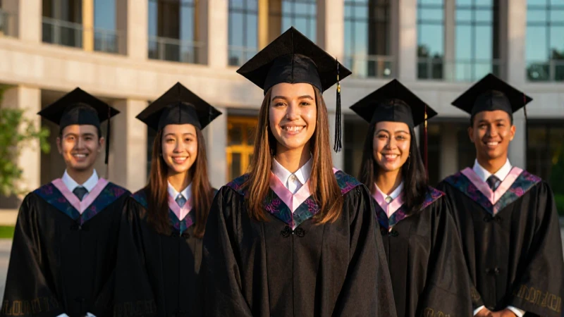 Escuela Técnica Roberto Rocca gradúa 199 estudiantes en 2025 4 Graduados sonríen bajo luz dorada cinematográfica