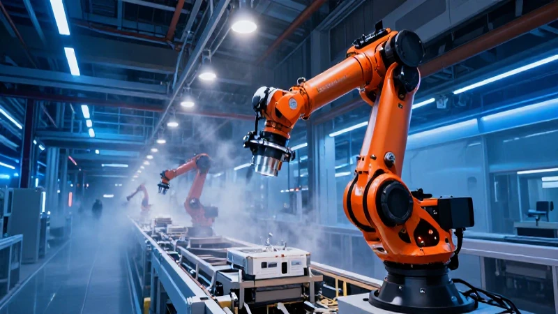 Robots ensamblan Teslas en fábrica futurista