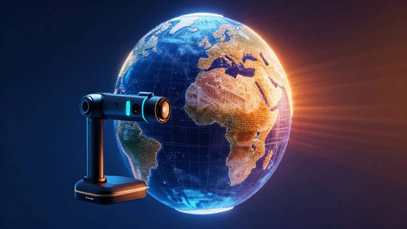 Escáner futurista genera globo terrestre fotorrealista