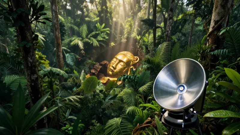 Artesfacto dorado en la selva amazónica, hallado