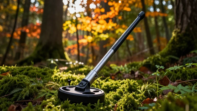 Tesoro metálico en bosque otoñal, fotografía profesional