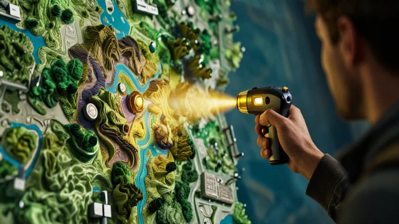 Buscando tesoros con mapa y luz cinematográfica