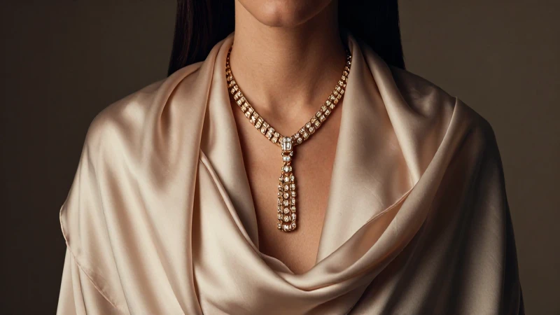 Mujer con collar y bufanda elegante