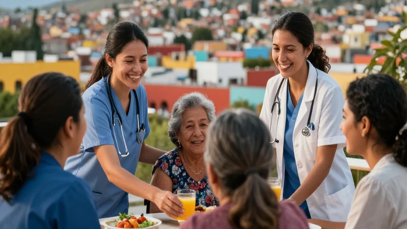 Iluminación cálida y sonrisas en atención comunitaria