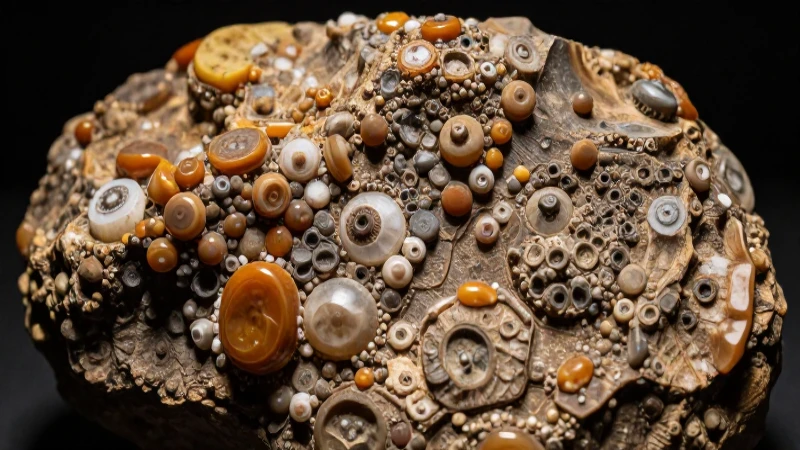 Roca sedimentaria fosilizada bajo luz dramática