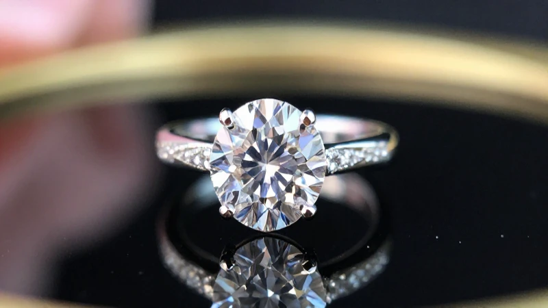 Anillo brillante en foco, fondo suave y lujoso