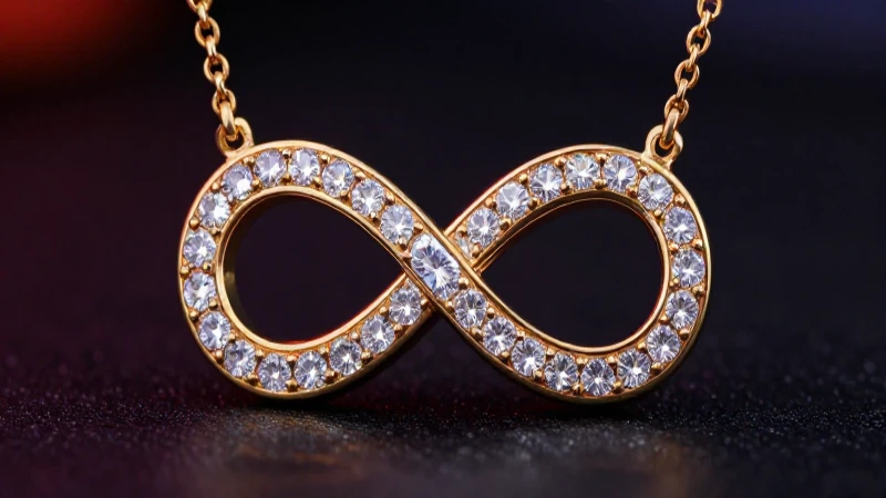 Colgante infinito con gemas en oro brillante