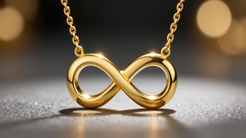 Joyas doradas infinitas en elegante imagen publicitaria
