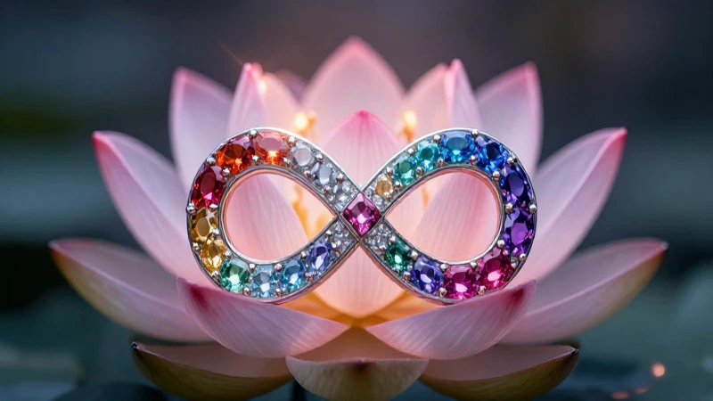 Joyería con loto, iluminación dramática y vibrante