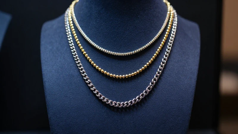 Layered Necklace Sets: Elegancia en 3 Cadenas de Plata y Oro 5 Joyas elegantes en foco cercano