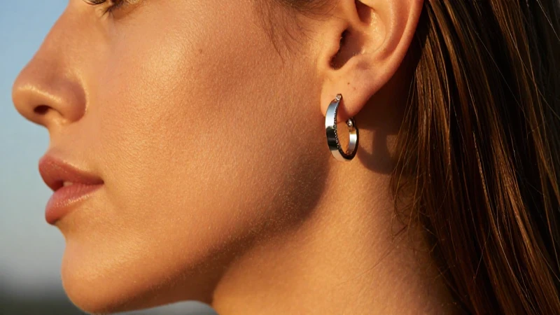 Aretes plateados elegantes para tres perforaciones