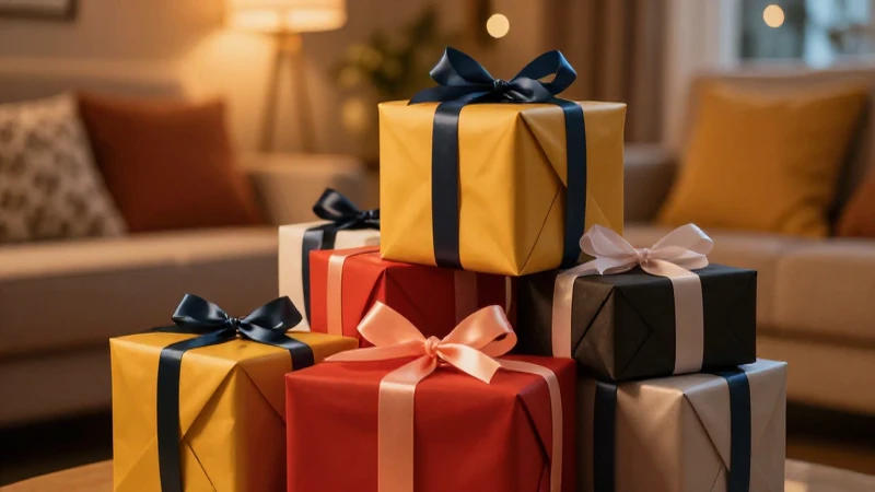 Regalos cálidos y acogedores en primer plano