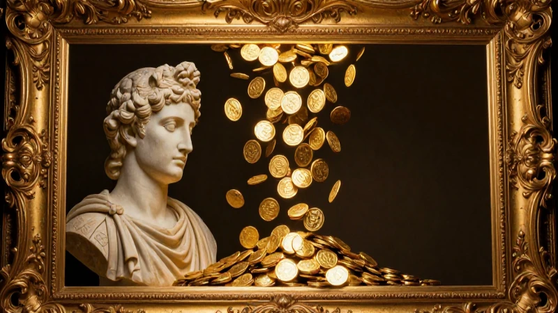 Monedas doradas en marco barroco opulento
