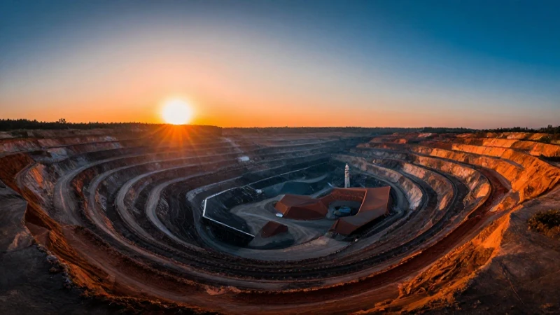 Minera a cielo abierto al atardecer, impactante vista
