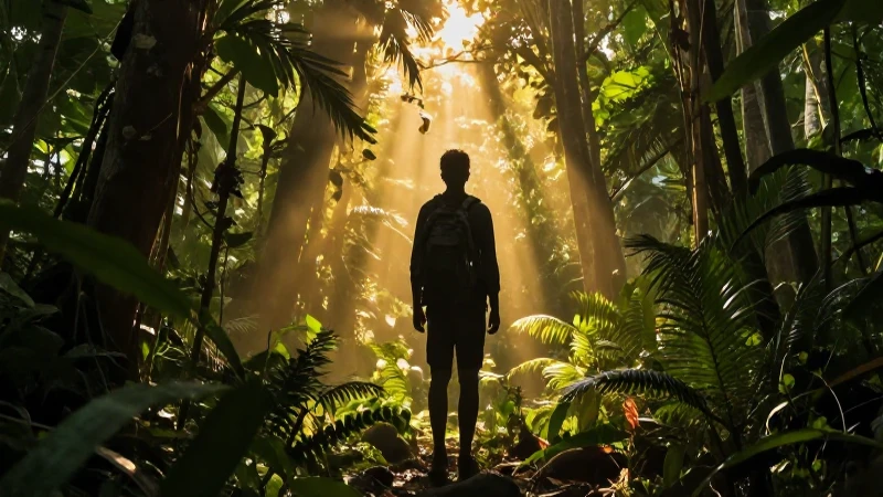Explorador perdido en la selva amazónica épica
