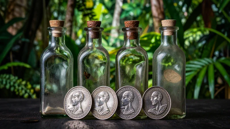 Spanische Silbermünzen y botellas: Hallazgos en Surinam 4 Monedas antiguas en una jungla vibrante