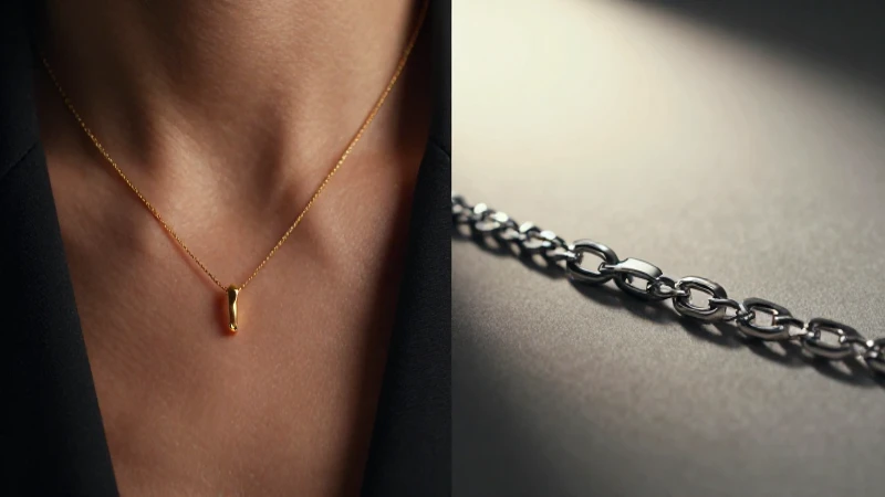 Comparación elegante de joyas, oro contra acero