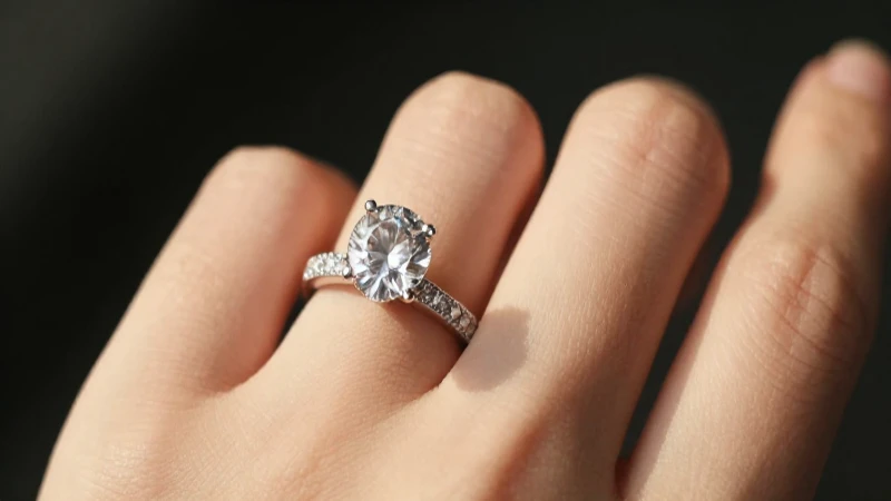 Anillo de compromiso deslumbrante en primer plano