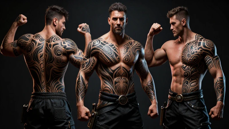 Miner tatuado, dramático y hiperrealista