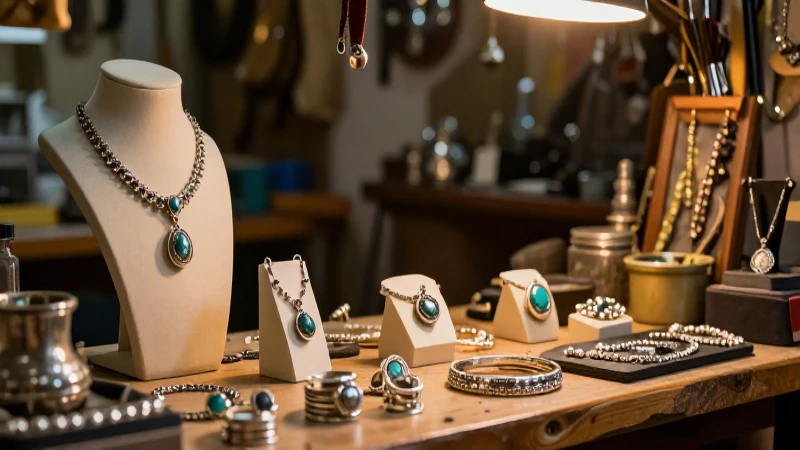 Joyas de plata con luz cálida y vibrante