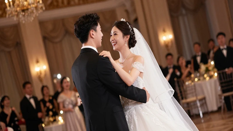 Novia y novio bailan felices juntos