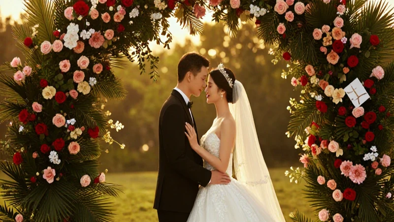 Boda romántica con luz cálida y enfoque nítido