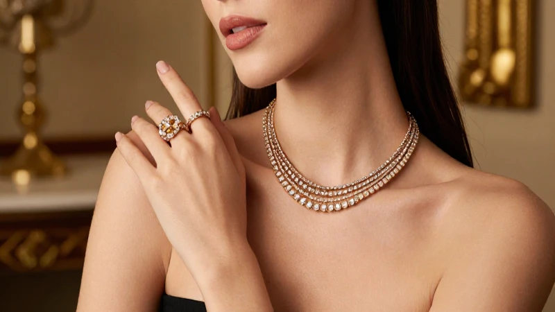Modelo elegante con joyería lujosa y cálida
