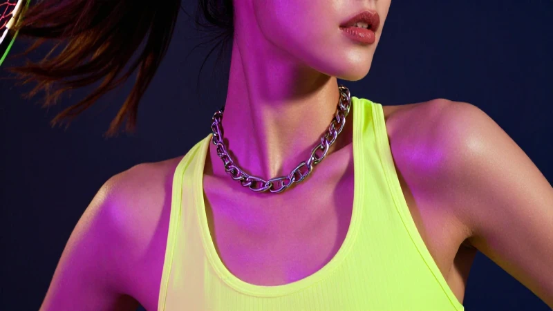 Cómo elegir cadenas para mujeres en tenis este 2025 2 Mujer con cadena llamativa en estudio