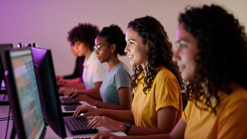Estudiantes diversas, aula luminosa y llena de esperanza