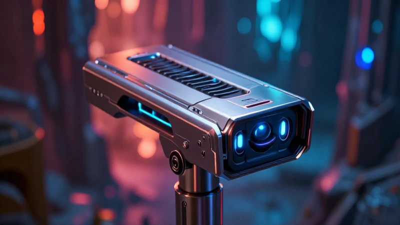 Detección metálica futurista con iluminación dramática