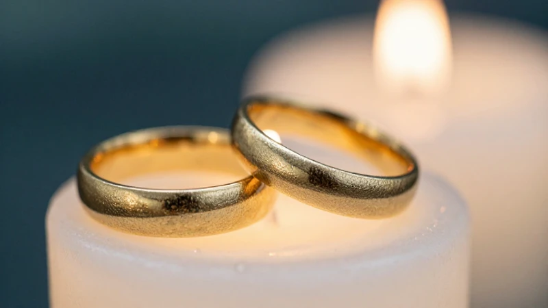 Anillos nupciales dorados resplandecen elegantemente