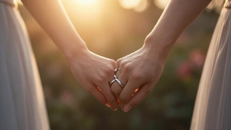 Anillos y manos entrelazadas, románticas, cálidas