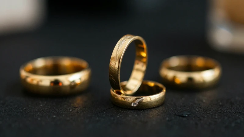 Anillos nupciales dorados en primer plano elegante