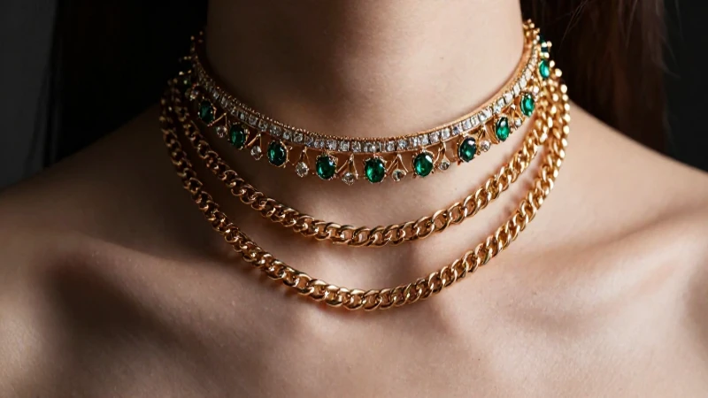 Collares dorados elegantes en imagen cinematográfica
