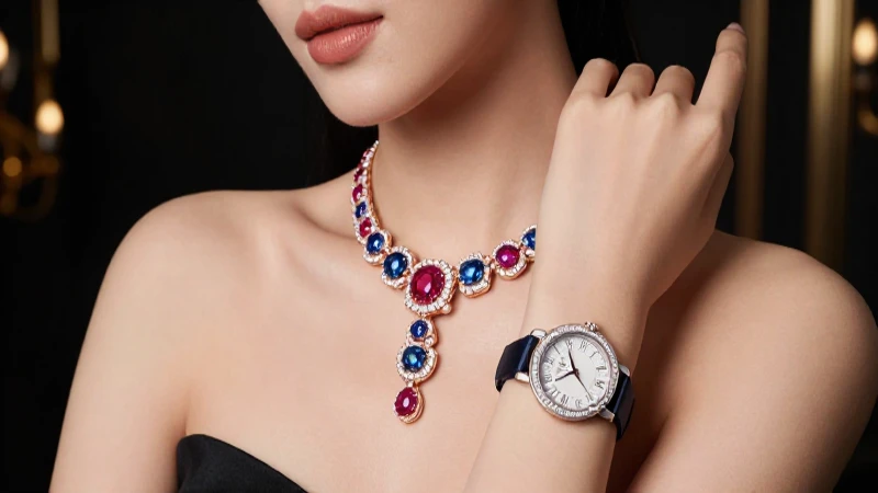 Retrato lujoso de una mujer con joyas
