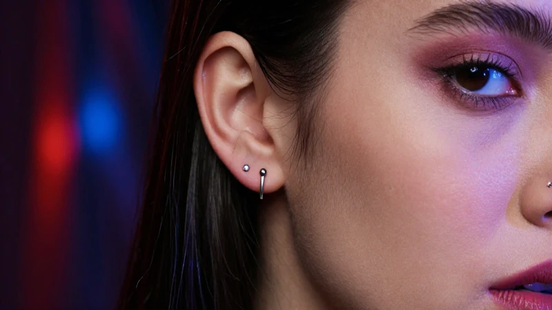 Cuál es el ranking de dolor de piercings en la oreja 7 Piercing elegante y llamativo con iluminación dramática