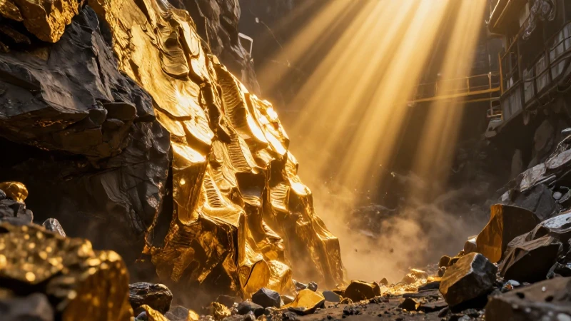 Explotación minera con oro realista e impactante
