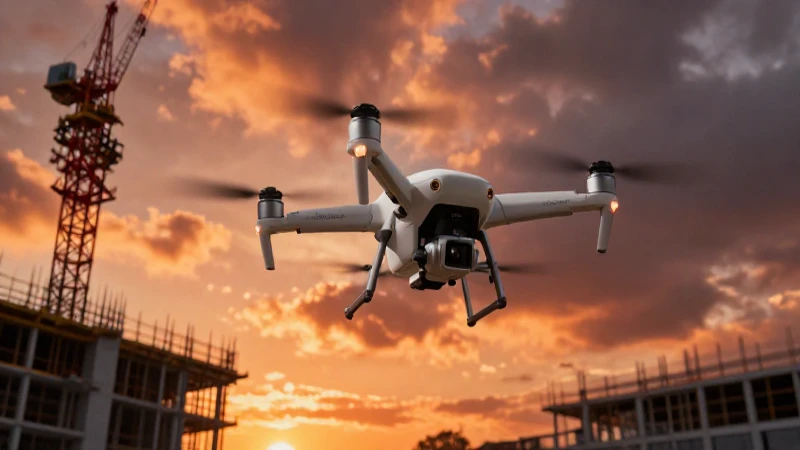 Dron captura obra al atardecer dramático