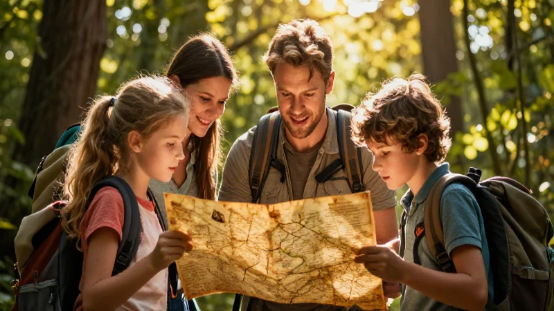 Familia encuentra tesoro en bosque dorado