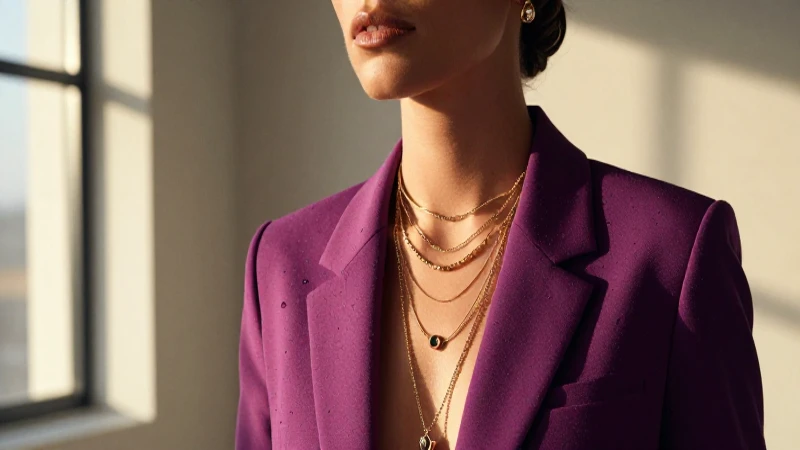 Cuáles son las 5 tendencias más calientes en collares de capas 6 Mujer elegante con collares en luz dorada
