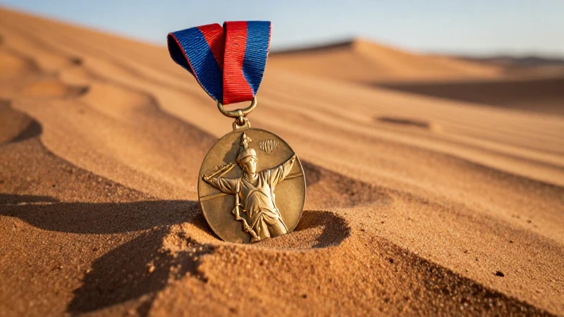 Medalla de la Segunda Guerra Mundial en arena dorada