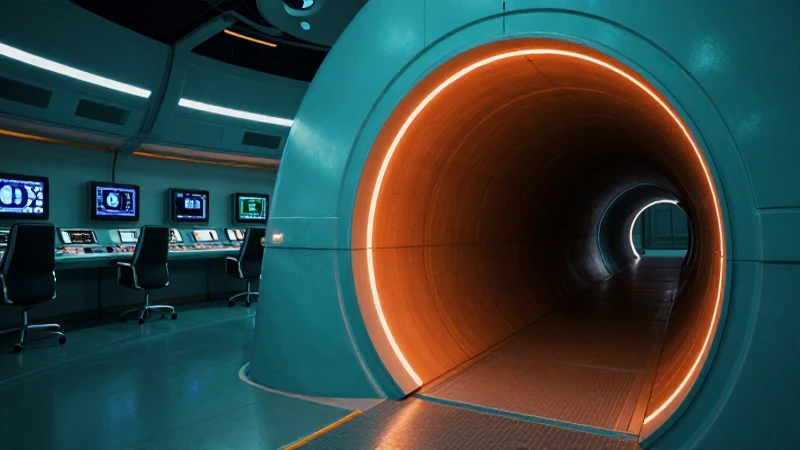 Escáner futurista en escena cinematográfica vibrante