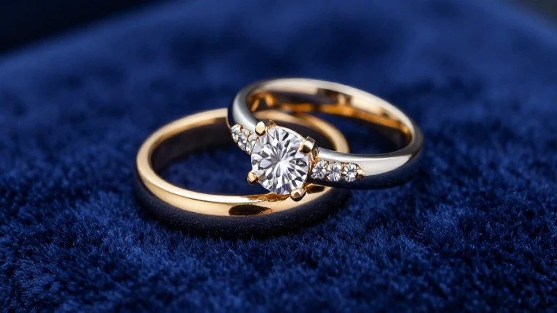 Anillos de compromiso dorados en terciopelo elegante