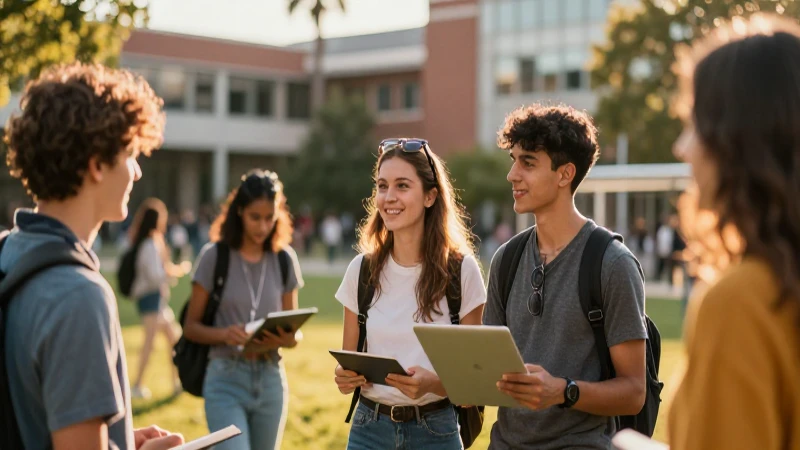 Jóvenes académicos en vibrante fotografía profesional